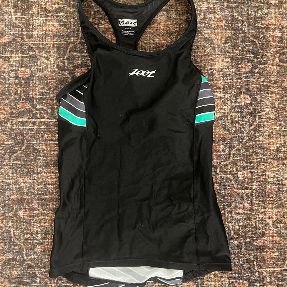 Zoot Women's Black and Teal Racerback Top